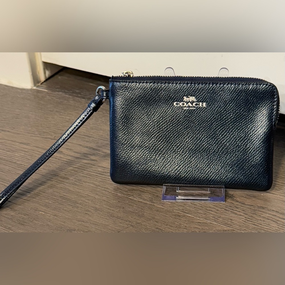 Coach Metallic Navy Blue Wristlet